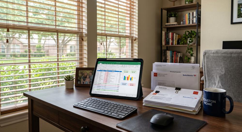 Bank statements and financial documents for a Houston self-employed mortgage application