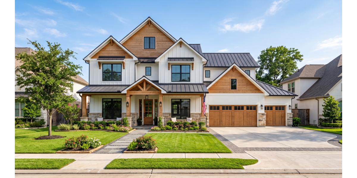 Newly constructed home in a Houston master-planned community illustrating builder buydown and permanent rate comparison